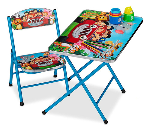 Mesa Tipo Escritorio Para Niños + 1 Silla Modelo Safari