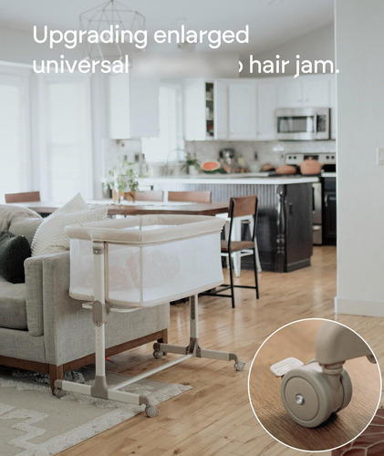 Moisés De Malla Ajustable Para Bebé Con Ruedas, Color Beige