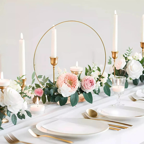 15pcs Centro De Mesa Con Forma Aro Floral De Metal Boda 30cm