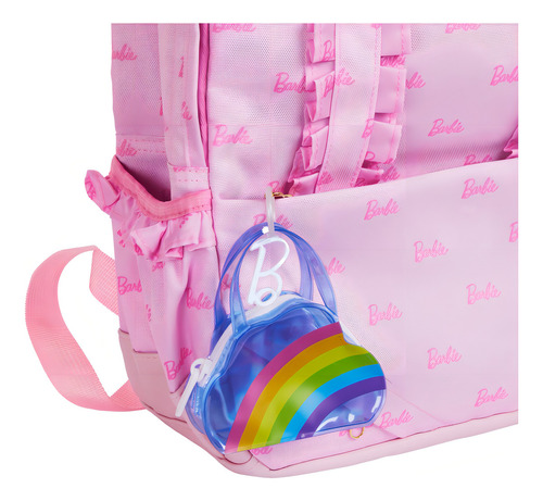 Barbie Accesorios Muñeca Conjunto Morado Y Bolsa Arcoíris