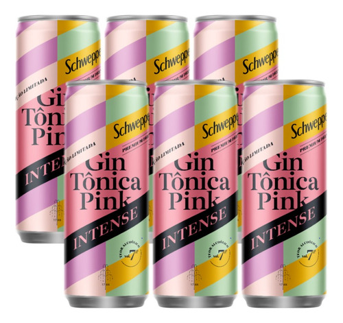 6x Gin Tônica Pink Intense Schweppes Edição Limitada 269ml