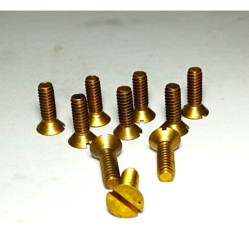 Tornillo Cabeza Plana ¼ X ¾ Latón. 10 Pzs