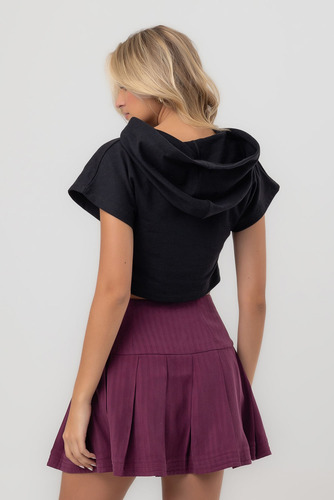 Blusa Cropped Moletom Preta Labrava