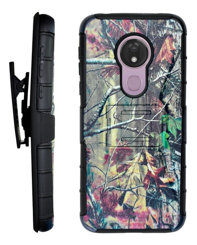 Imagen 2 de 9 de Funda Moss Uso Rudo Camuflage 3 En 1 Para Motorola G7 Power
