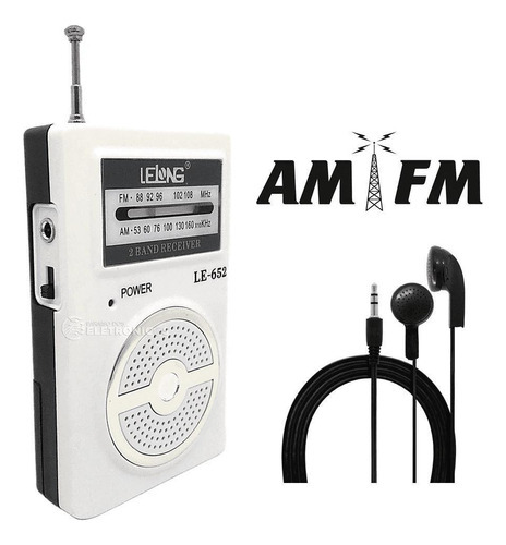 Rádio Portátil Analógico Am/fm Fone De Ouvido Alta Sintonia