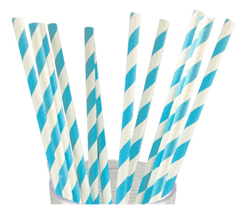 Maxi Sorbetes Polipapel Celeste Rayados X12 U Color Celeste Y Blanco