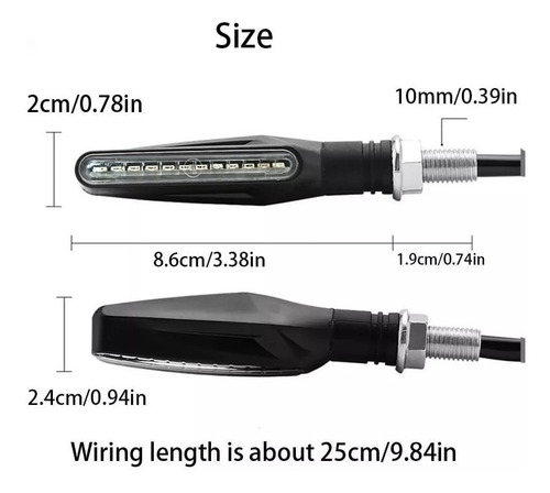 Imagen 4 de 6 de Intermitentes De Moto Secuencial Led Ámbar Pack X2 Unidades