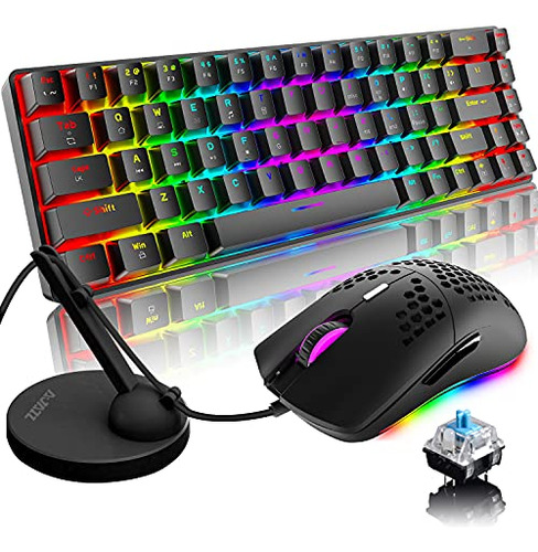 Combo Teclado Y Ratón Gaming Mecánico 60%, Retroiluminación