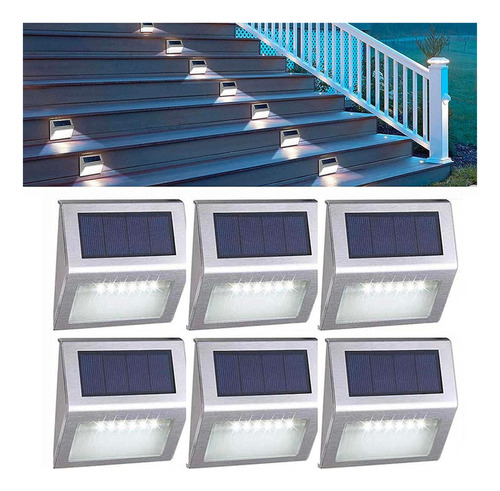 6pcs Lámpara Luces Solar Exterior Jardín Escalera Tierra Led