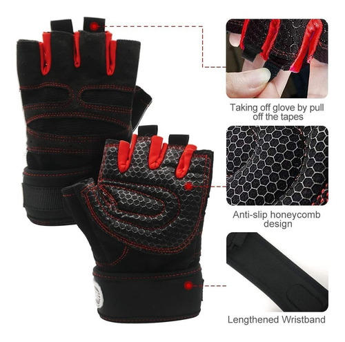 Imagen 8 de 8 de Guantes Para Gimnasio Deportivos Con Muñequera Entrenamiento