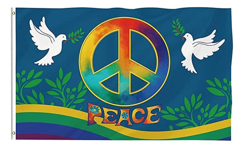 Bandera De La Paz Mundial, 90 X 150 Cm, Grande, De Poliéster