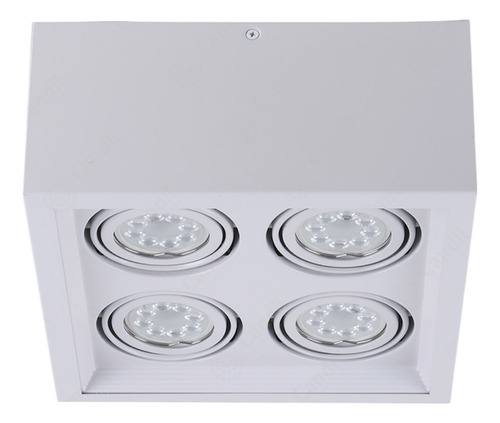 Plafon Aplique Spot Cardanico 4 Luces Box Gu10 Movil Ecua Estructura Blanco