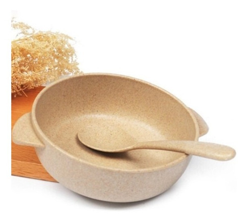 Imagen 2 de 4 de Plato Bowl + Cuchara De Fibra De Bambú Para Bebé Ecofriendly
