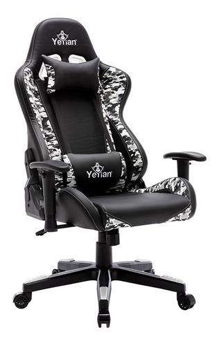Imagen 2 de 4 de Silla Yeyian Ryuji Snow Camo Yfrs-051820f Gamer Reclinable