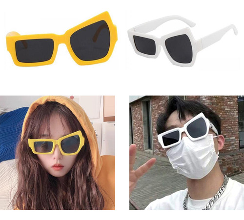 2 Gafas De Sol De Fiesta Vintage Asimétricas Para Hip Hop