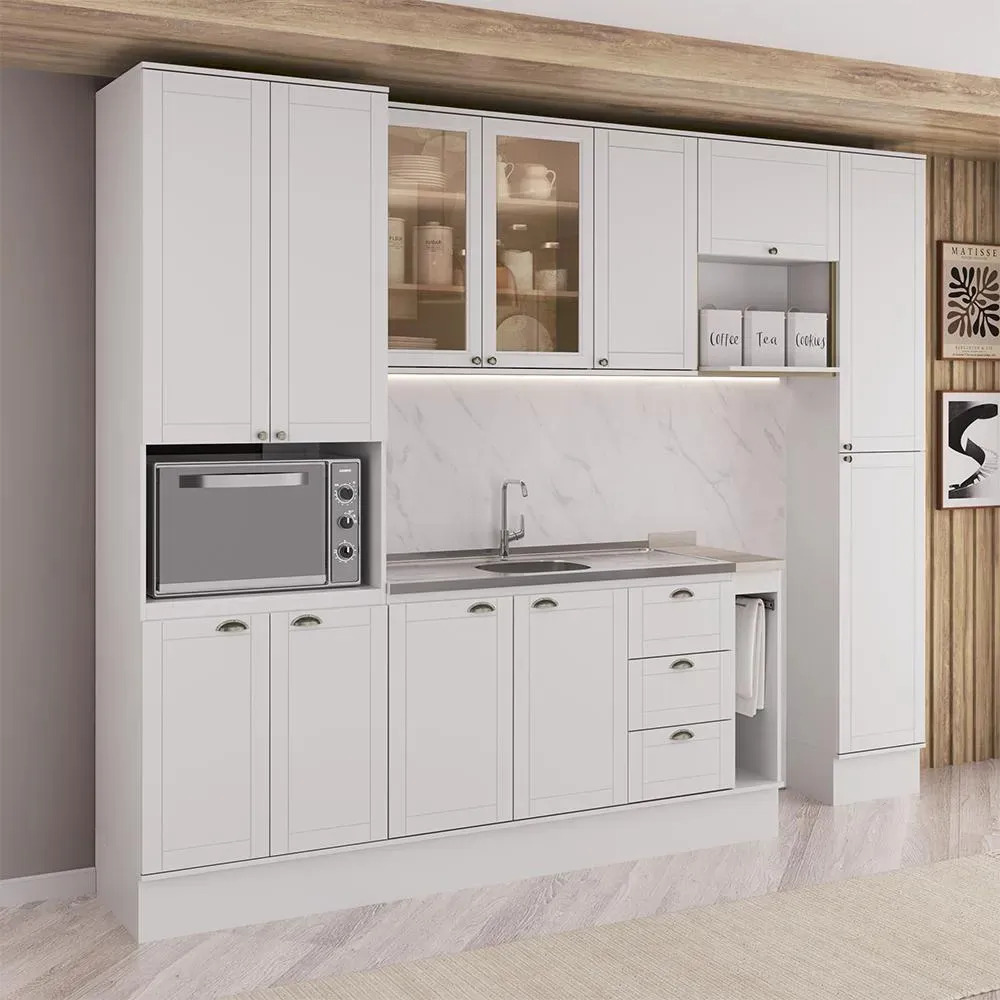 Armário De Cozinha Completa Milla Unity Carraro Branco Branco
