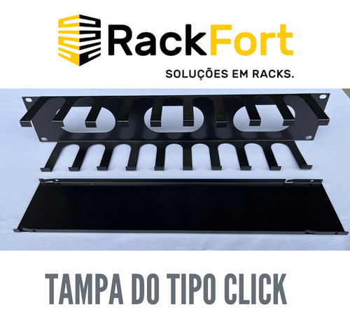 Guia Cabo Horizontal 2u X 80mm Para Rack Servidor Padrão 19 Cor Preto