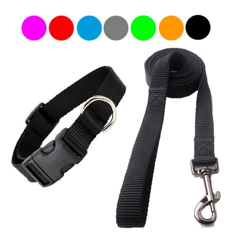 Collar Y Correa De Nylon Para Perros Gatos Varios Talles