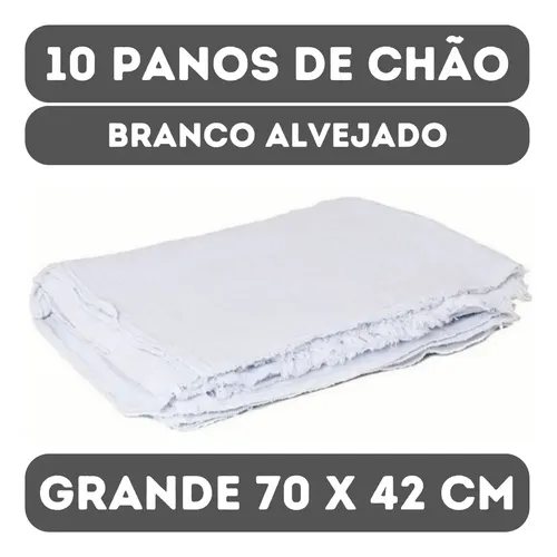 Pano De Chão Grande Branco 70x40cm Kit Com 10 Saco Duplo Ec