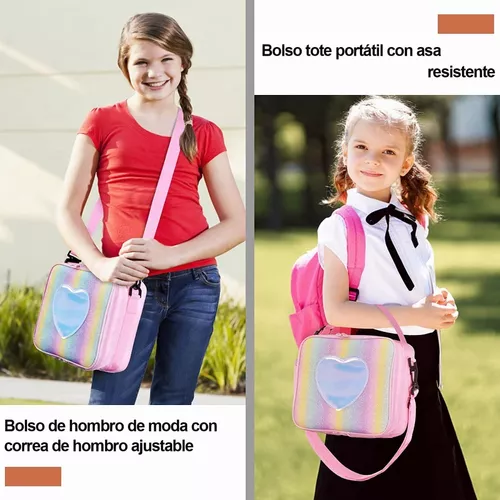  Bolsas de almuerzo para niños y niñas, loncheras aisladas,  bolsa de almuerzo bolsa de picnic para niños escolares (arco iris oblicuo,  11 pulgadas) : Hogar y Cocina