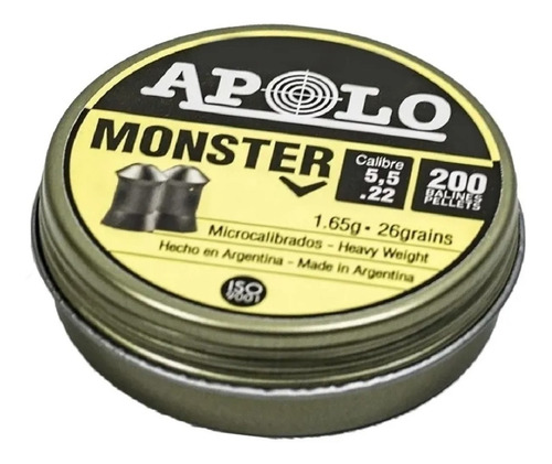 Balines Apolo Monster Calibre 5,5 26gr Caja X200 Unidades