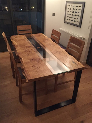 Mesa Comedor Tablones Madera Y Cristal 