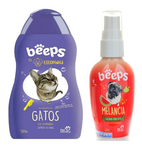 Kit Shampoo Beeps P/gato 500ml + Colônia Melancia 60ml