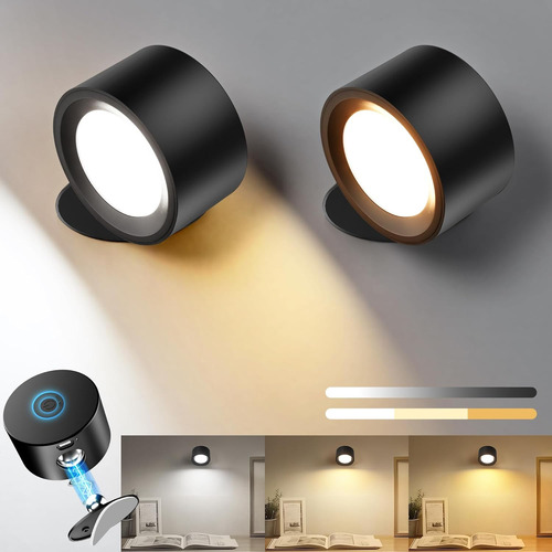 Juego De 2 Apliques De Pared Led A Pilas Recargables, Luces