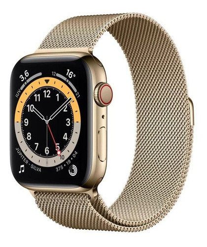 Apple Watch  Series 6 (GPS+Cellular) - Caixa de  aço inoxidável dourado de 44 mm - Pulseira estilo milanês dourado