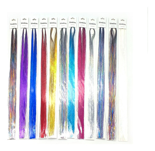 Pack 12 Extensión De Pelo Con Brillo Grittler 50cm