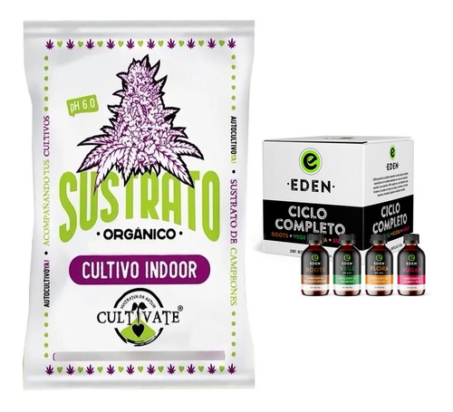 Sustrato Cultivate Indoor 80lts Con Edén Ciclo Completo