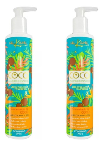 Kit 2 Acondicionador Para El Cabello De Coco Nekane 300 G