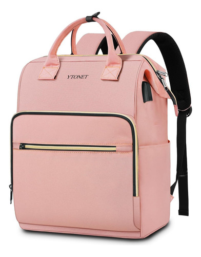 Mochila Para Portatil Ytonet De 15 Pulgadas Con Usb, Rosa
