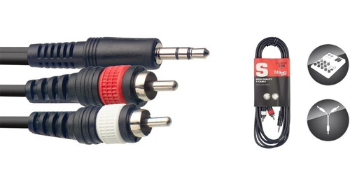 Cable De Audio Miniplug 3.5mm A Rca 3 Metros Auxiliar Envios