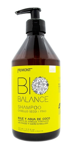 Primont Bio Balance Shampoo Vegano Pelo Seco Y Fino X 500ml