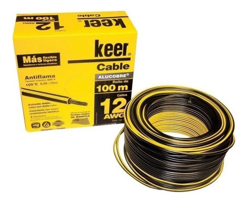 Cable Thw Calibre 12 Blanco 100 Metros Antiflama Keer 4081