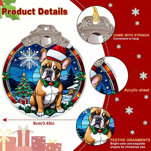 Ornamentos Navideños De Bulldog French Para El Árbol 2024 -
