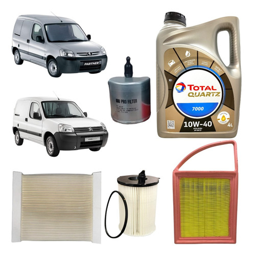 Kit Service 4 Filtros Y Aceite Partner Berlingo 1.6 8v Hdi