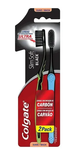 Escova De Dente cerdas Macia Slim Soft Black 2 Unidades Colgate