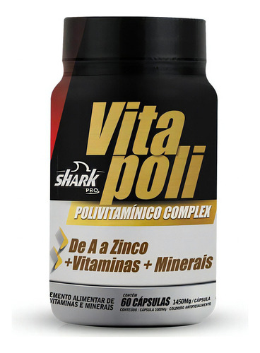 Vita poli 60caps Complexo Polivitamínico Premium - Shark Pro Sabor Vitamina