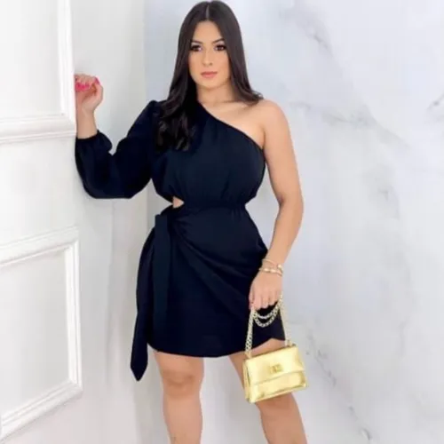 Vestido Feminino Lorena Uma Manga Bojo Saia Forro Mula Manca