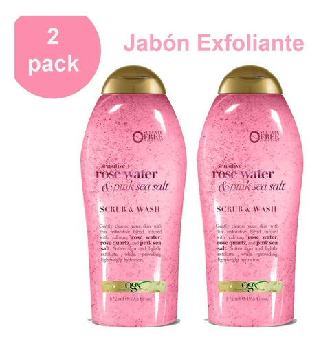 Ogx Jabon Exfoliante Agua De Rosas Y Sal Rosa