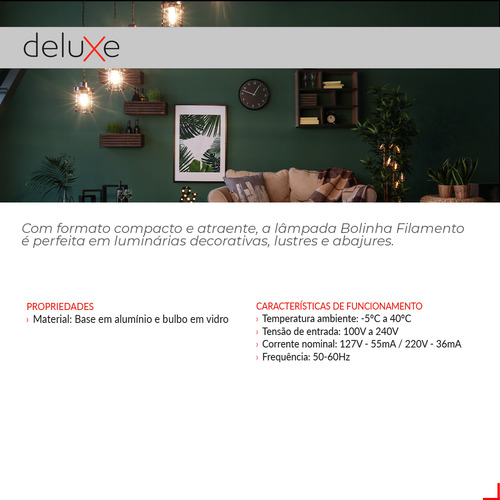 Kit 5 Lampadas Led Bolinha G45 Clear 6w 4000k Branco Neutro E27 127/220V Ip20 Cod: 353230875-5 Deluxe By Avant