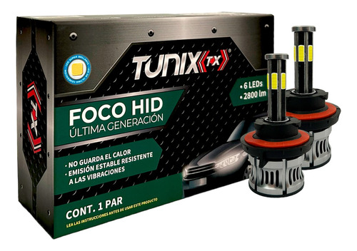 Kit De Focos Hid 6 Led Alta Y Baja 2800lm