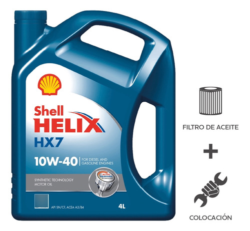Cambio Aceite Shell Hx7 10w40+ F Aceite + Coloc 4l,
