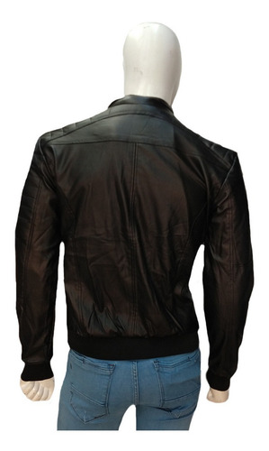 Imagen 4 de 9 de Chamarra Vinil Hombre Moderno Deportiva Slim Fit Ligera Piel