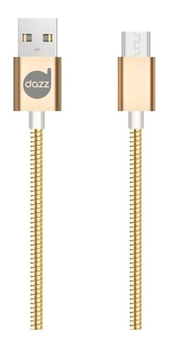 Cabo Para Android Micro Usb X Usb De Metal Dourado Dazz