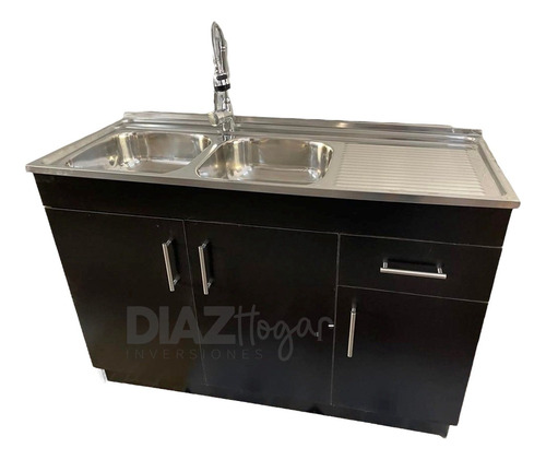 Lavaplatos Con Mueble 120x50 Negro Mdf Sec. Derecho