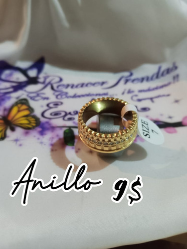 Anillo Con Cristales Acero Inoxidable 