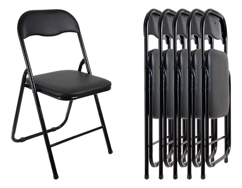 Sillas Plegables Acojinadas Negras 6 Pz
